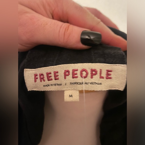 Free People Jayde Safari Jacket Black Long Sleeve Linen Women's Sz Med - Picture 12 of 14